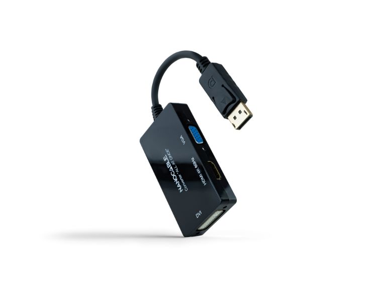 CONVERSOR DISPLAYPORT A HDMI/DVI/VGA 20CM NEGRO NANOCABLE