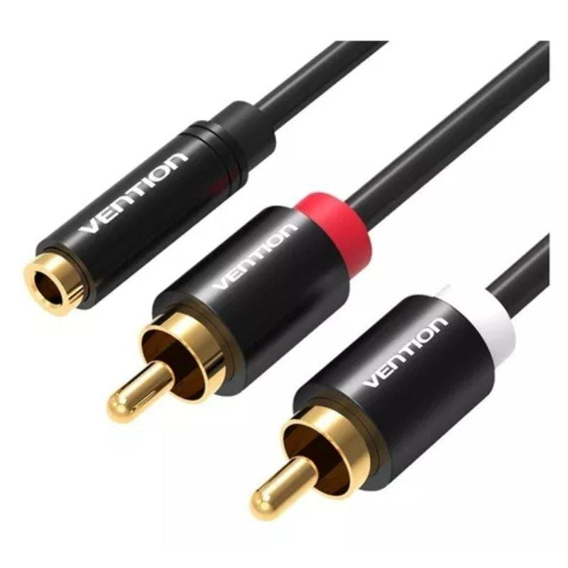 CABLE AUDIO ESTEREO JACK 3.5/H 2xRCA/M 1 M NEGRO VENTION