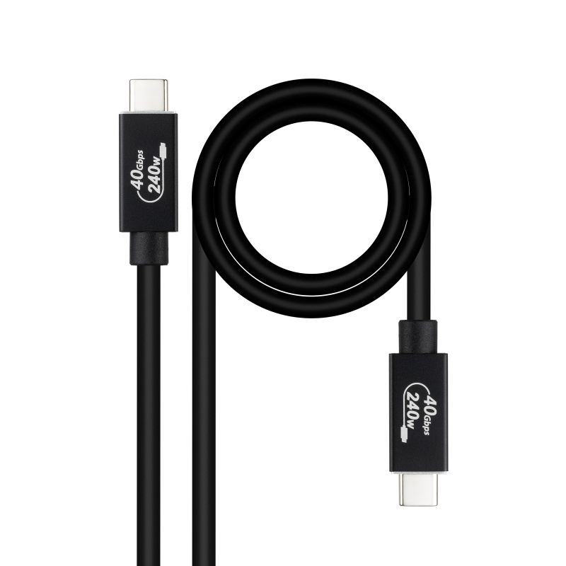 CABLE USB 4 GEN 3X2 40Gbps 5A/240W USB-C/M USB-C/M 1 M NEGRO NANOCABLE